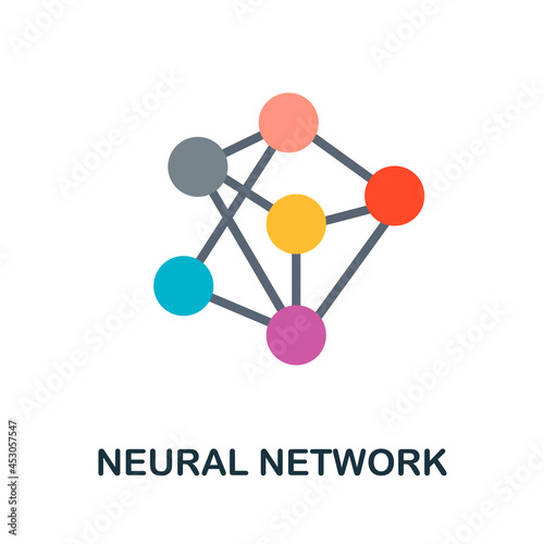 Neural Network flat icon. Colored sign from machine learning collection. Creative Neural Network icon illustration for web design, infographics and more photo