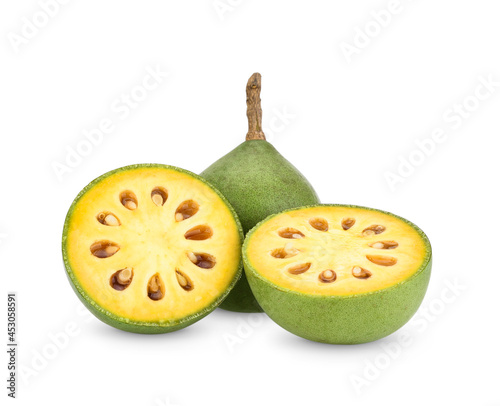 bael fruits or wood apple fruit (Aegle marmelos) on a white background