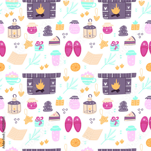 Christmas seamless pattern vector. Hygge pattern.