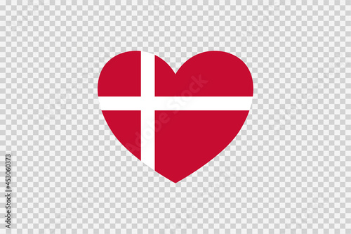 Denmark flag in heart shape isolated  on png or transparent  background,Symbols of Denmark, template for banner,card,advertising ,promote,vector, top gold medal sport winner country
