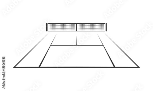 Lawn tennis court isolated on white background. Vector illustration