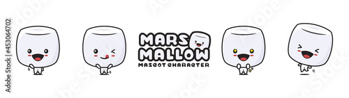 cute marshmallow mascot, with different facial expressions and poses photo