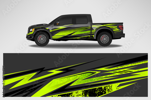 Fototapeta Naklejka Na Ścianę i Meble -  Vector car decal wrap design. Graphic abstract line racing background design for vehicle, race car, rally, adventure livery camouflage.