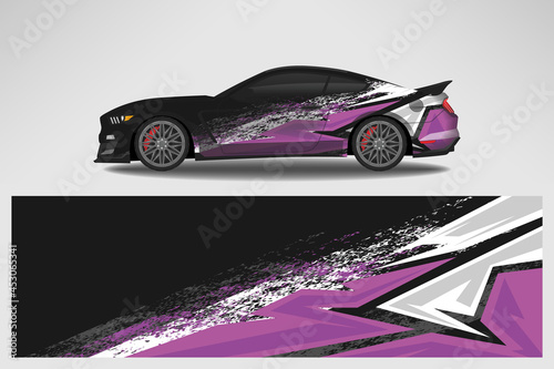 Vector car decal wrap design. Graphic abstract line racing background design for vehicle, race car, rally, adventure livery camouflage.