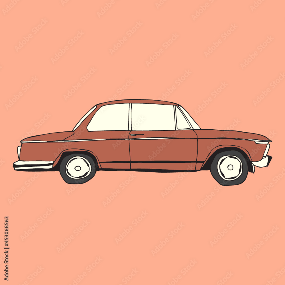 car vector illustration, red retro car illustration 