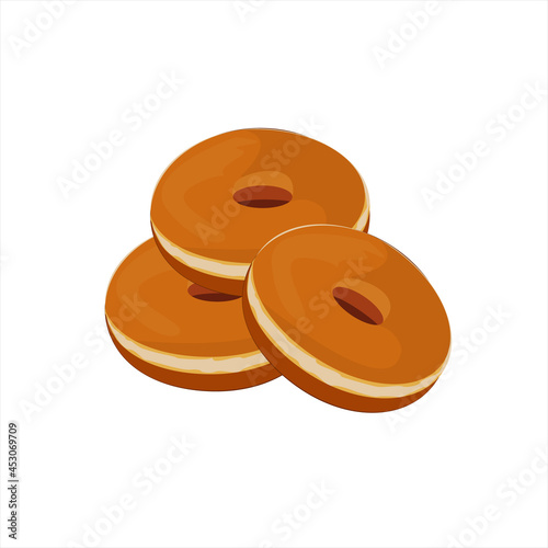 Donut.
Set of cartoon colorful donuts isolated on white background. For menu design, cafe decoration, delivery boxes. Vector illustration in flat style