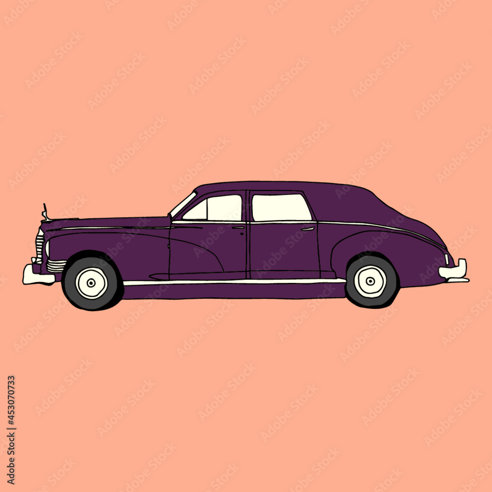car vector - vintage car illustration -  vector cartoon limousine