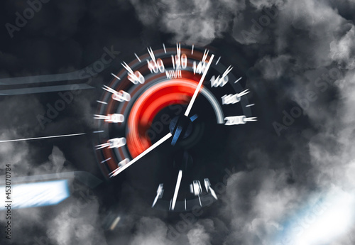 Фотография Car speedometer high performance and indicator sweeping to high power speed and