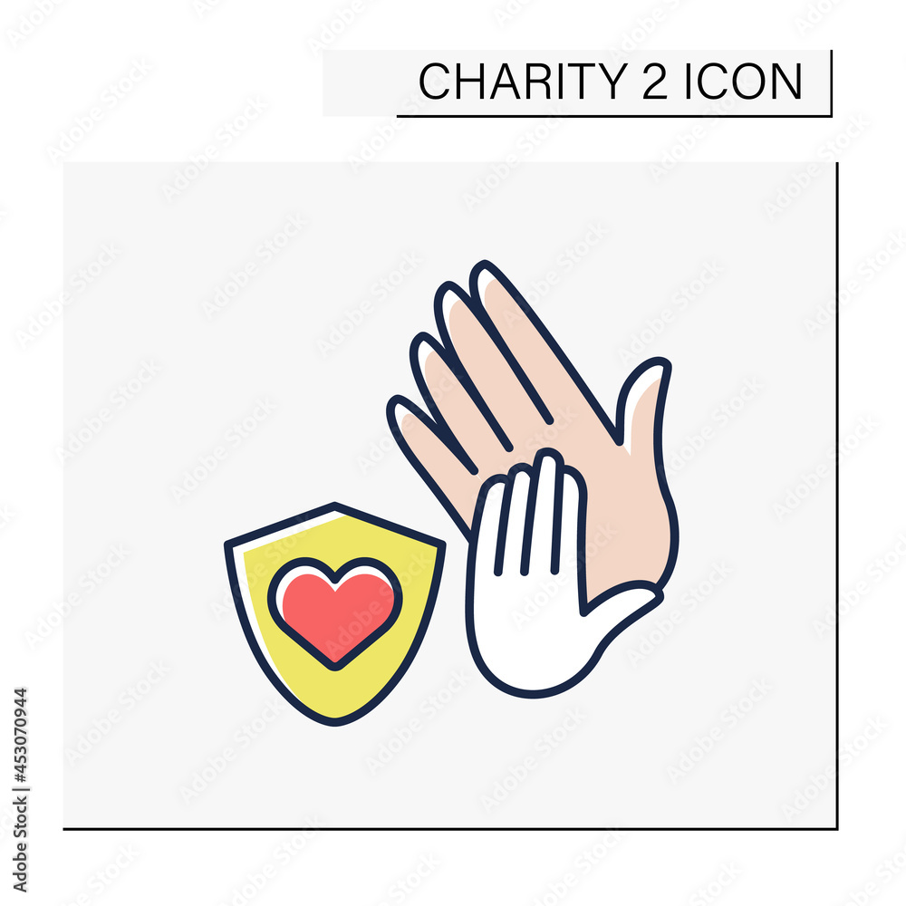 Obraz premium Protection color icon. Child protection organizations. Associations save children from aggressive parents, abuse, and kidnapping. Charity concept. Isolated vector illustration