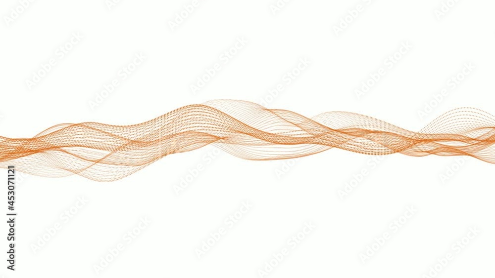 New brown color particle line wave on white background