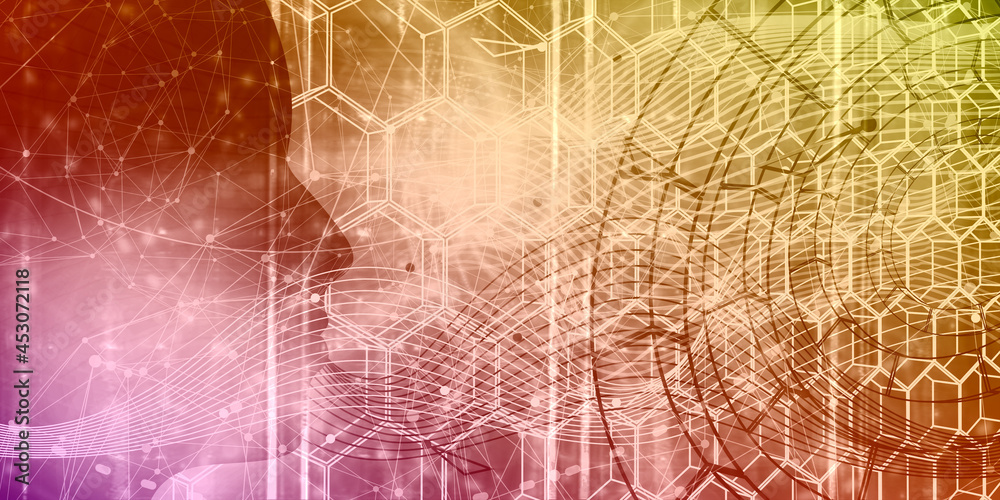 Silhouette of male head on connected lines with dots background. Silhouette of male head on connected lines with dots background.