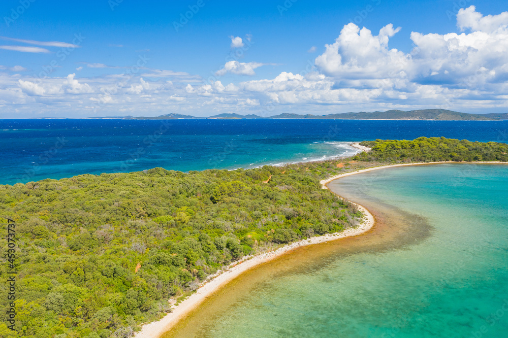 Turquoise lagoon with long beach on Dugi Otok island, Adriatic coast in Croatia. Turquoise lagoon with long beach on Dugi Otok island, Adriatic coast in Croatia.