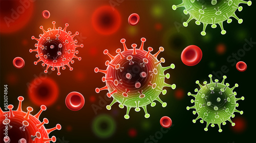 Delta Variant Coronavirus disease, COVID-19 mutation background with disease cells and red blood cell, Variant of Concern concept, vector illustration