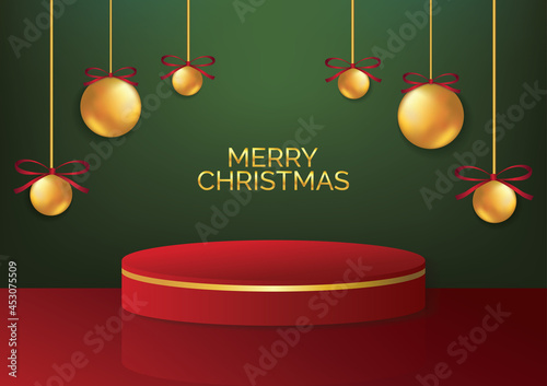 Christmas podium art background vector
