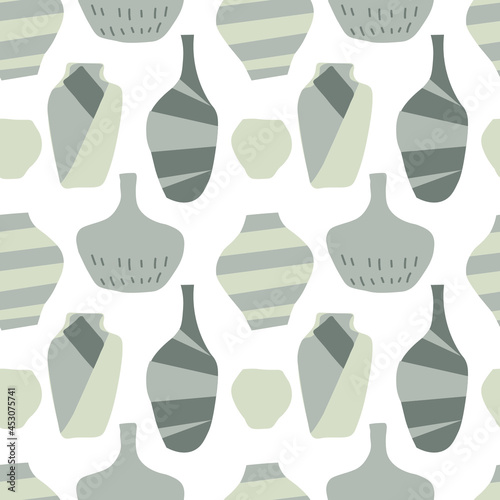 Vector seamless pattern with Greek ancient gods with gray colors. Repeating hand drawn ornament on white isolated background. Designs for textiles, fabric, wrapping paper, packaging, invitations. 