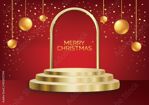 Christmas podium art background vector