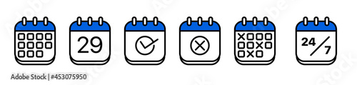 Calendar Thin Line Icon. Minimal Vector Illustration. Included Simple Outline Icons as Schedule, Reminder, Appointment, Planner, Event Time. Editable Stroke