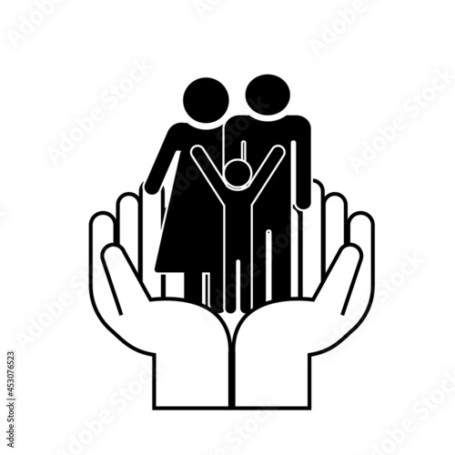 Family Icon. Family care icon. the hand is holding a family