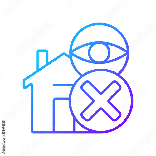 No spying on people gradient linear vector manual label icon. No privacy violation. Thin line color symbol. Modern style pictogram. Vector isolated outline drawing for product use instructions