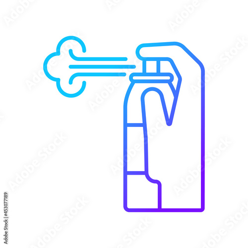 Compressed air for cleaning gradient linear vector manual label icon. Blow out dirt. Thin line color symbol. Modern style pictogram. Vector isolated outline drawing for product use instructions