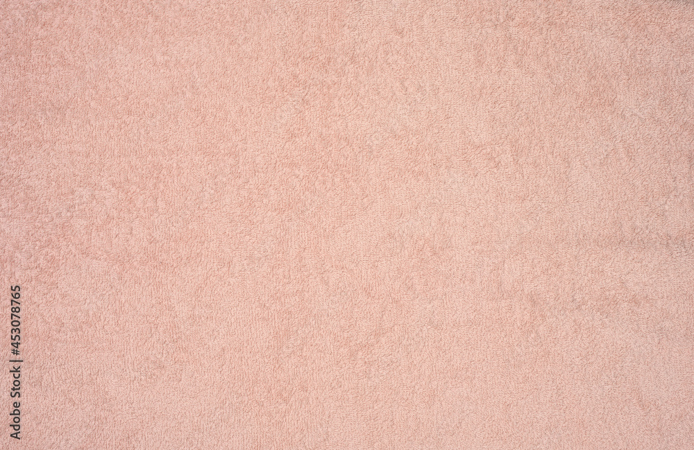 texture terry pink towel, hygiene item. Full frame