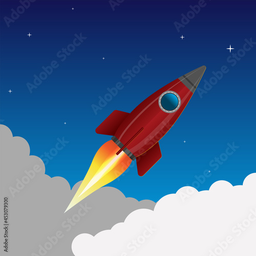 Rocket ship launch background vector eps 10 concept of business product on startup and creative idea