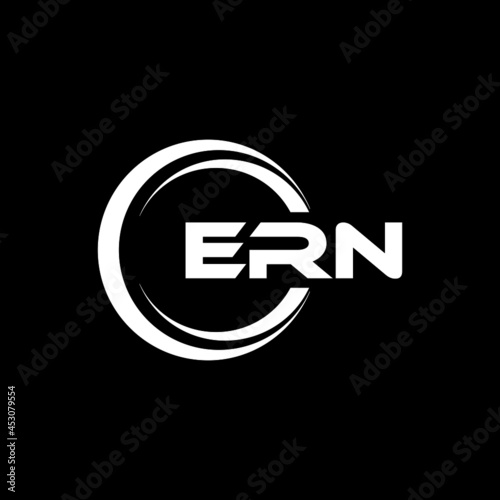 ERN letter logo design with black background in illustrator, vector logo modern alphabet font overlap style. calligraphy designs for logo, Poster, Invitation, etc.