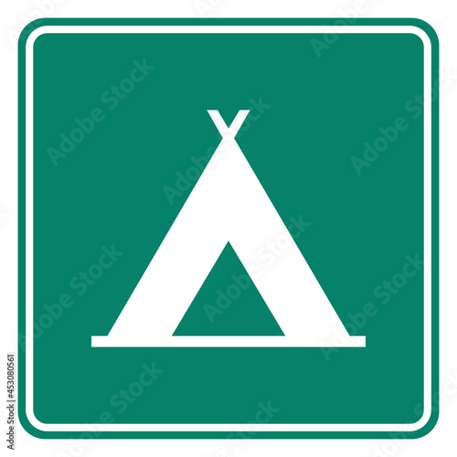 Zelt und Schild