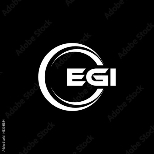 EGI letter logo design with black background in illustrator, vector logo modern alphabet font overlap style. calligraphy designs for logo, Poster, Invitation, etc.