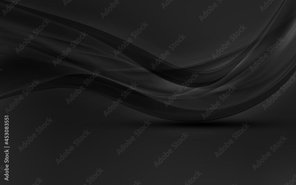 Black waves background. Dark studio display background. Black waves background. Dark studio display background.