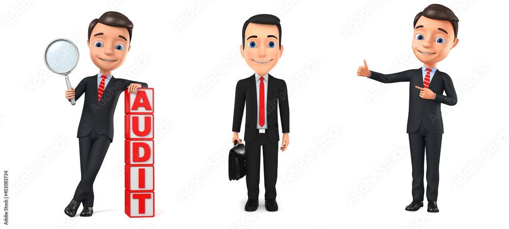 Cartoon character businessman points to the thumb up. 3d render illustration. Illustration for advertising. Cartoon character businessman points to the thumb up. 3d render illustration. Illustration for advertising.