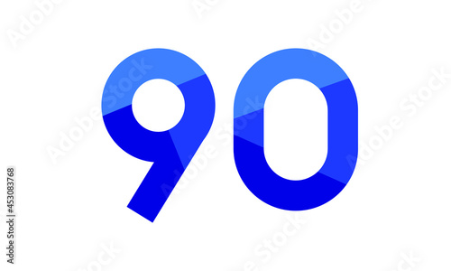 90 Number Modern Flat Blue Logo