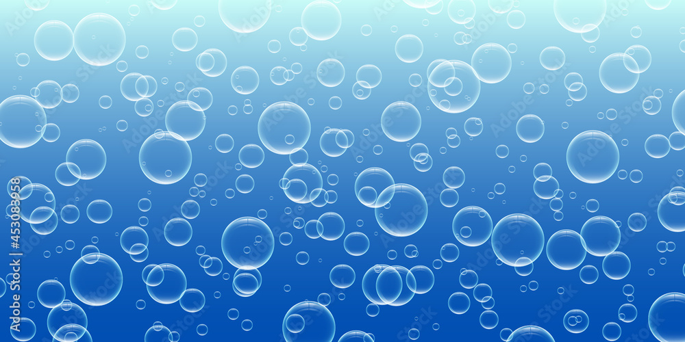 Blue air bubbles in water vector illustration