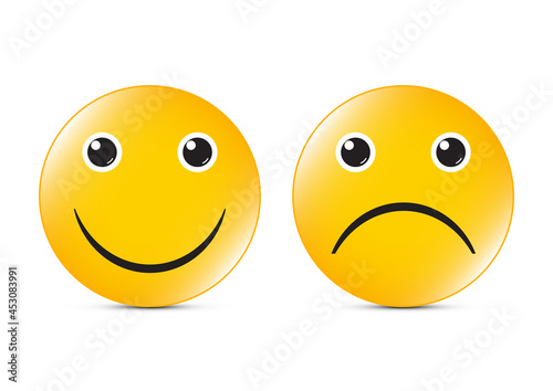 Happy and sad face button vector illustration