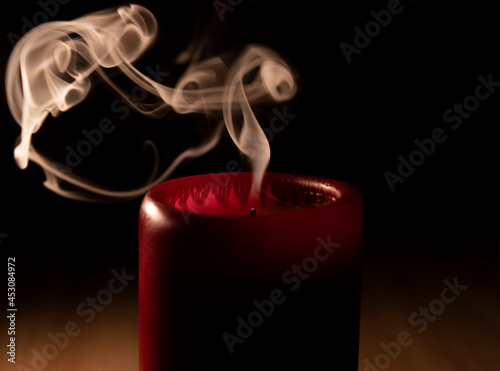 Red Candle Smoke Close-up macro