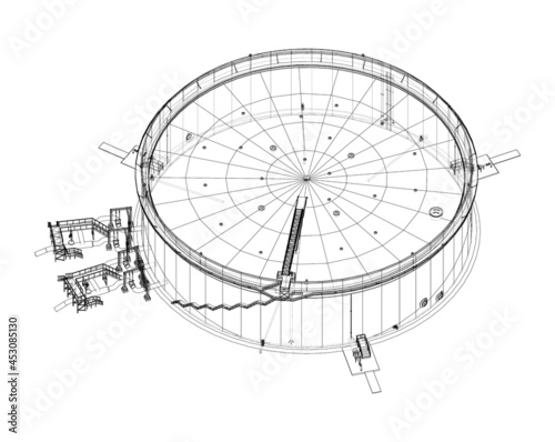 Large oil tank with floating roof. Vector