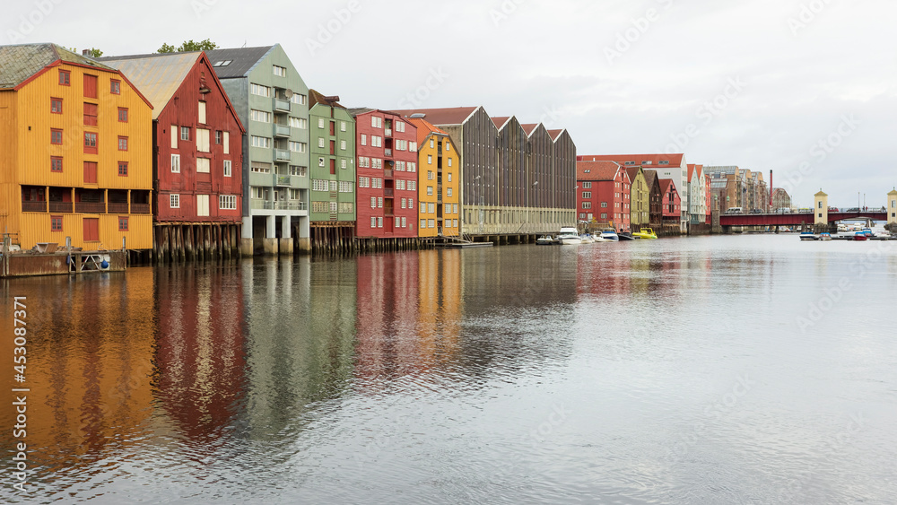 Old warehouses on the Nidelva river in Trondheim