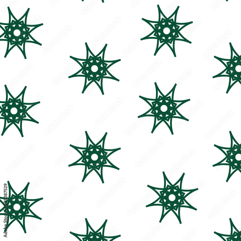 Seamless green pattern with abstract stars, east ornament Seamless green pattern with abstract stars, east ornament
