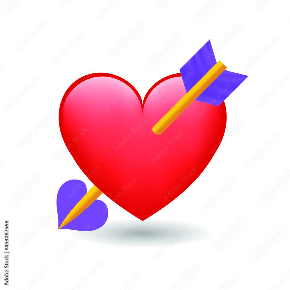 Heart and Arrow Emoji Icon Object Symbol Gradient Vector Art Design ...