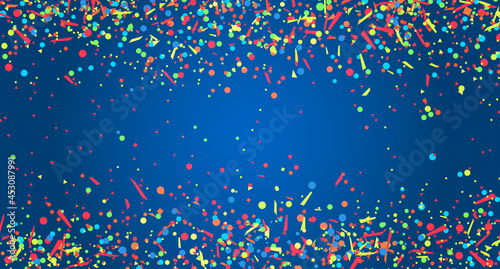 Texture with colored confetti on dark background. Pattern for design. Print for polygraphy, posters, textiles. Greeting cards. Explosion. Firework