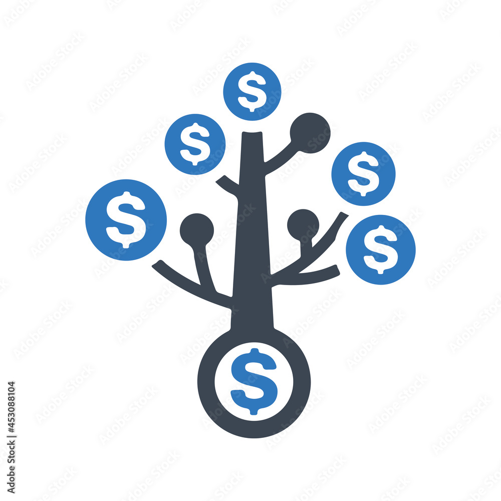 Money investment icon. Vector and glyph Money investment icon. Vector and glyph