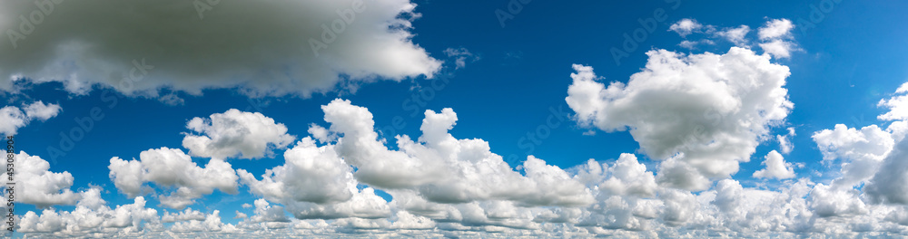 Panorama Blue sky and white clouds.Fluffy cloud in the blue sky background.Vivid sky on white cloud. Panorama Blue sky and white clouds.Fluffy cloud in the blue sky background.Vivid sky on white cloud.