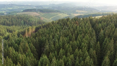 the sauerland landscape with its nature from above in 4k