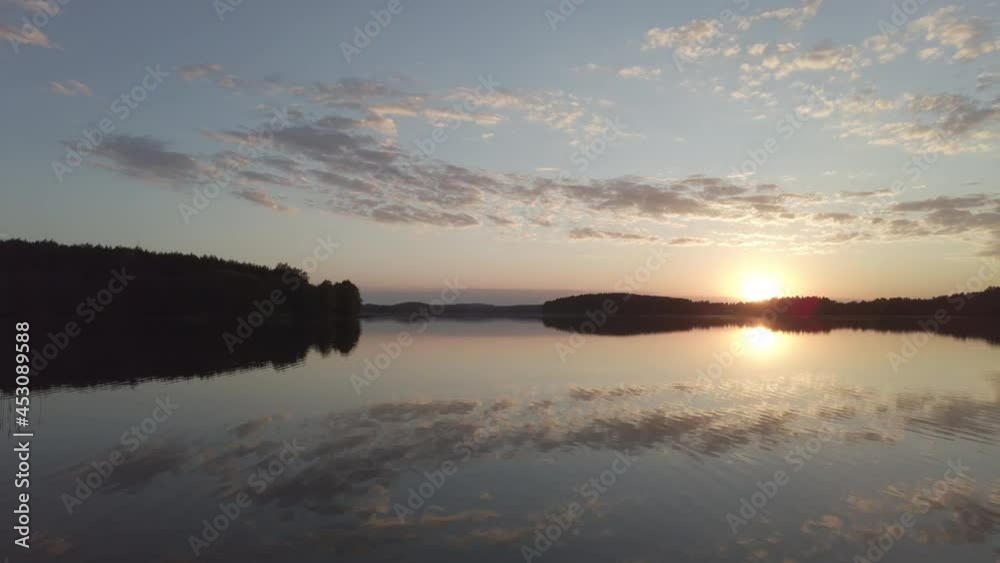 Panoramic view of the sunset over the lake Panoramic view of the sunset over the lake