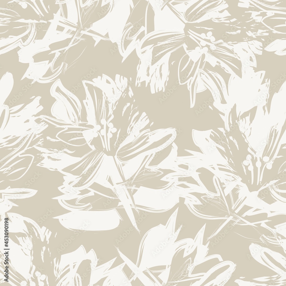 Floral Brush strokes Seamless Pattern Background