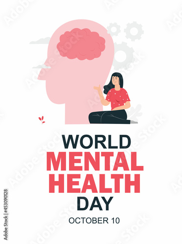 World Mental health day : WOMEN SITTING ALONE, WORLD MENTAL HEALTH DAY CONCEPT