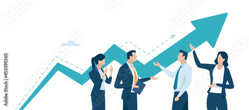 Success. The team celebrates a successful project. Business vector illustration.