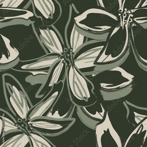 Floral Brush strokes Seamless Pattern Background
