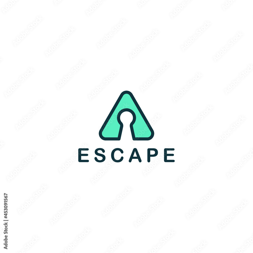 Modern unlock key logo design with triangle shape for escape logo design vector Modern unlock key logo design with triangle shape for escape logo design vector