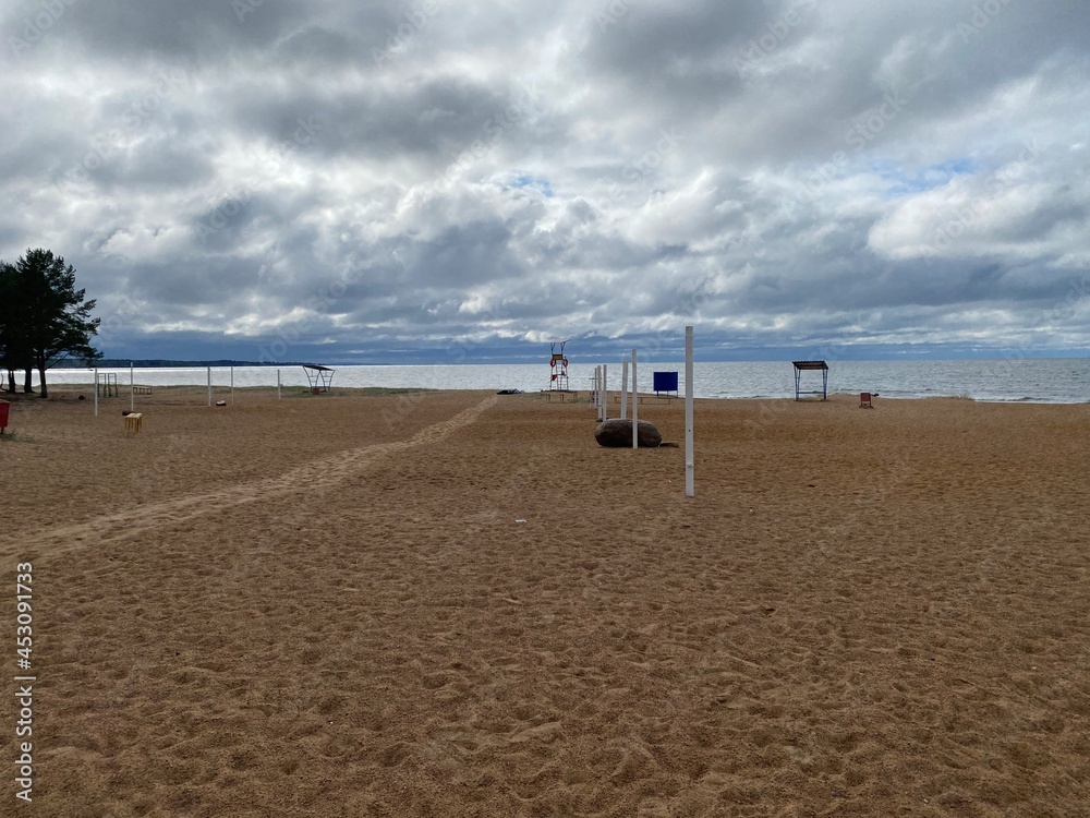 empty and abandoned sandy beach in the daytime. empty and abandoned sandy beach in the daytime.